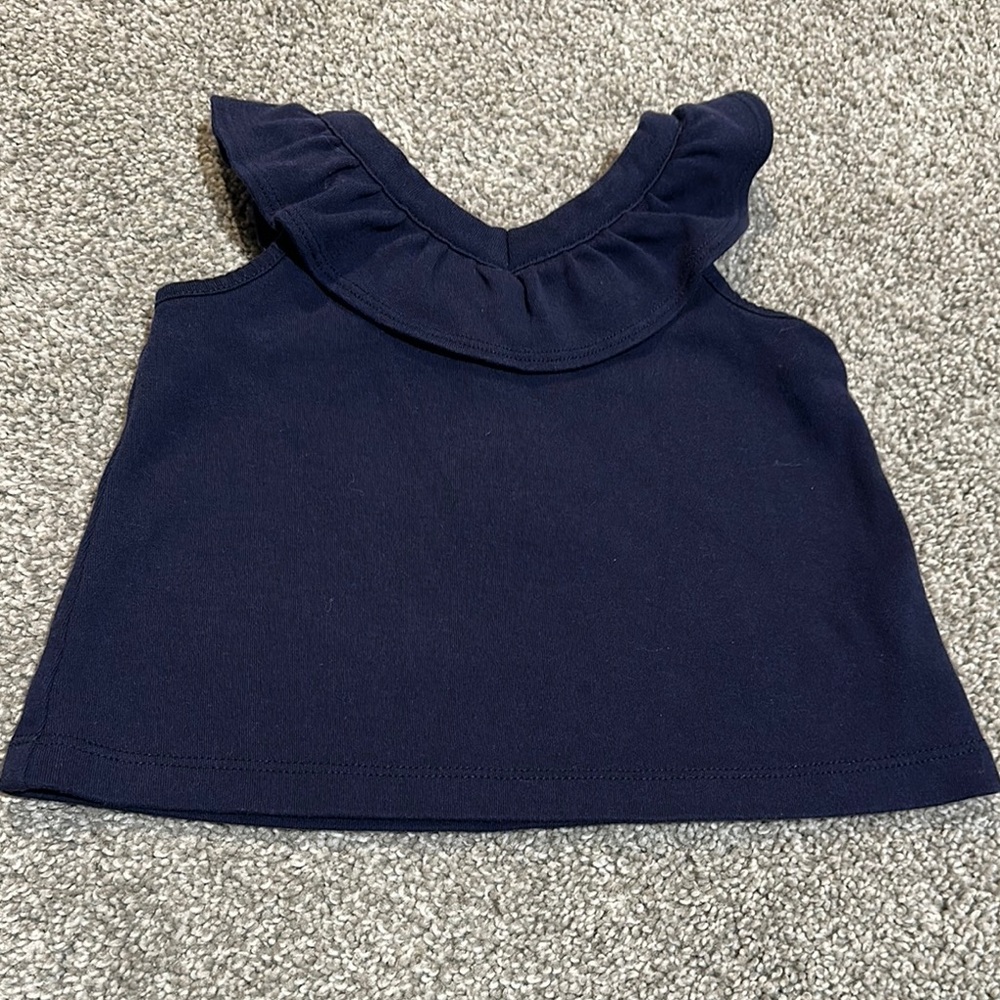 Janie and Jack ruffled sleeveless navy blue‎ top 12-18 months